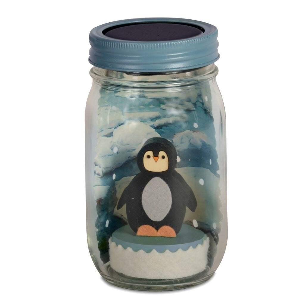 Penguin Mason Jar Solar Light