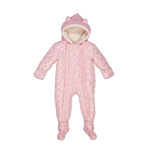 Quilted Perry Snowsuit in Pink Metallic