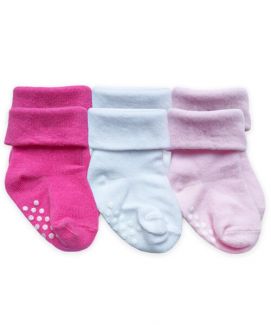 Baby Non-Skin Socks - 3 Pack in Pink