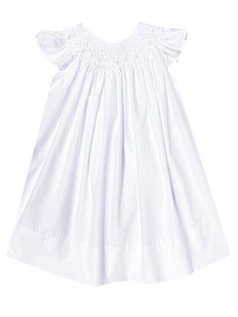 Rose Bud Bishop Smocked Dress in White