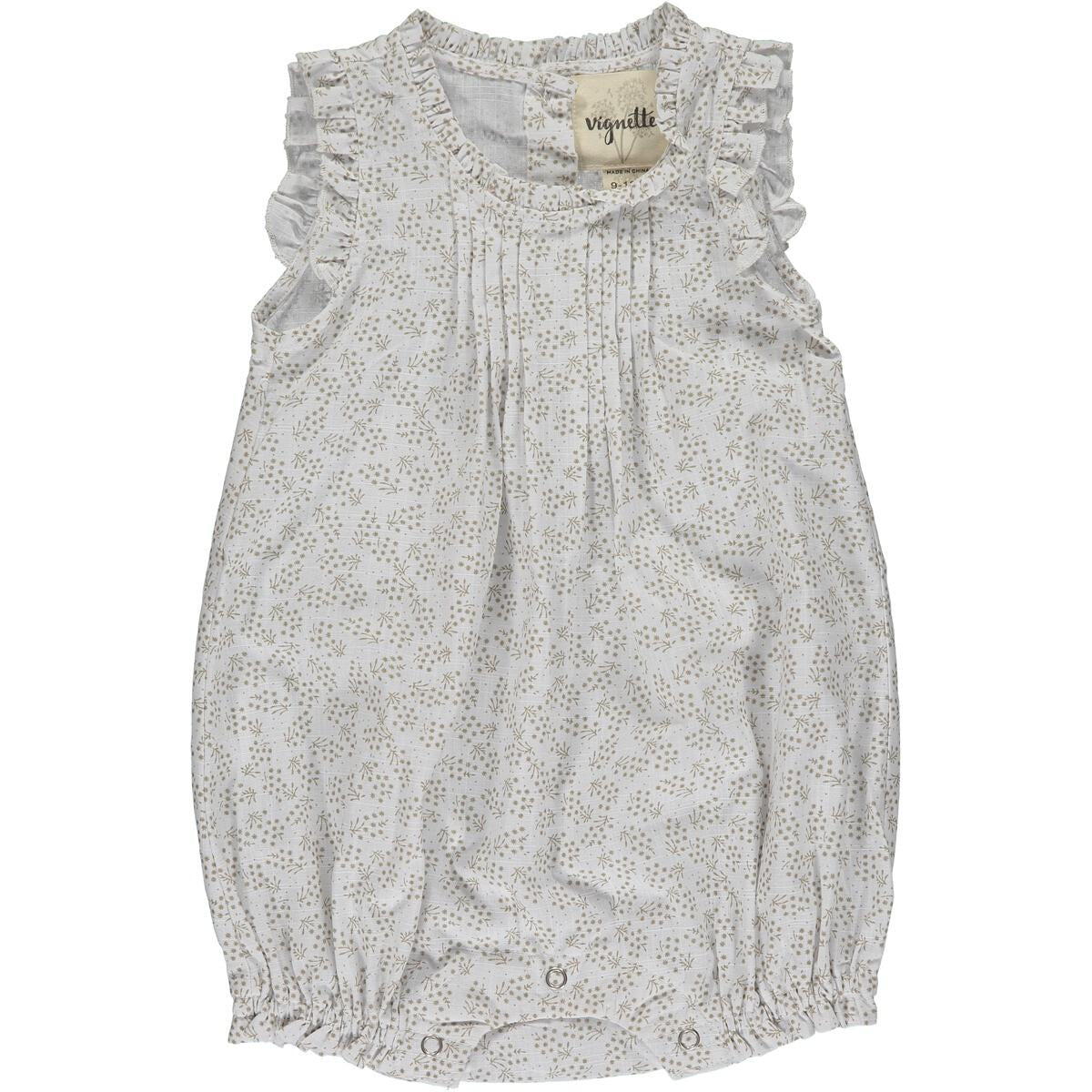 Tamsin Bubble Romper in Tan Sprig