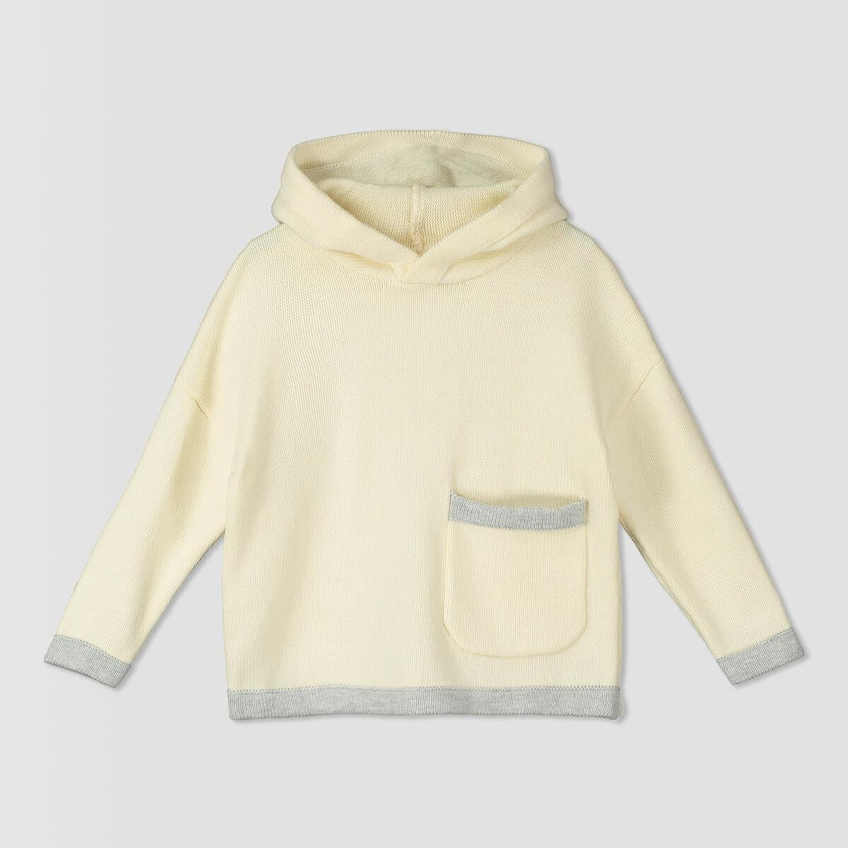 Tegen Sweater with Hood in Ivory with Gray Pant Set