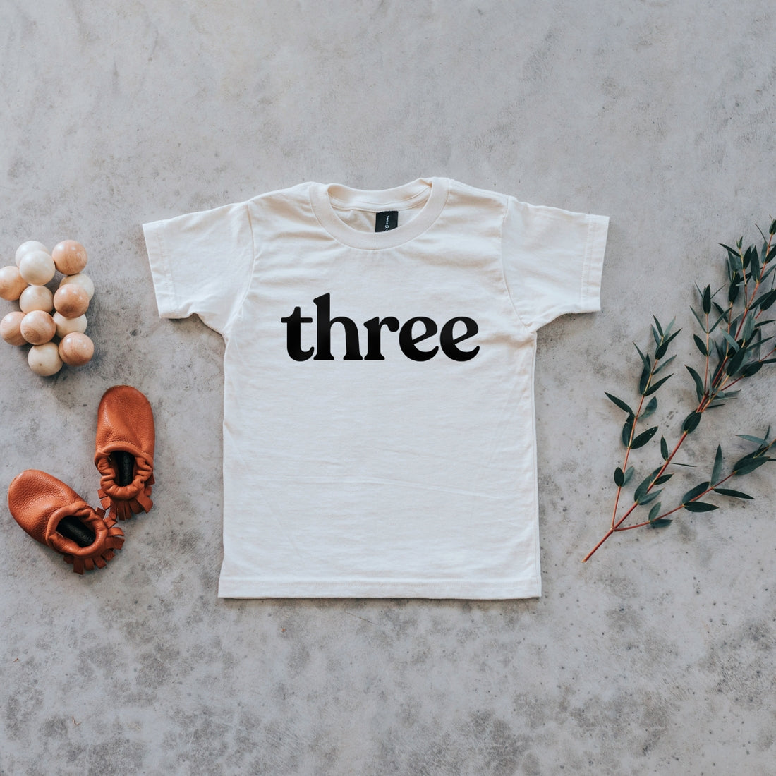 THREE Organic Cotton Birthday Tee in Cream